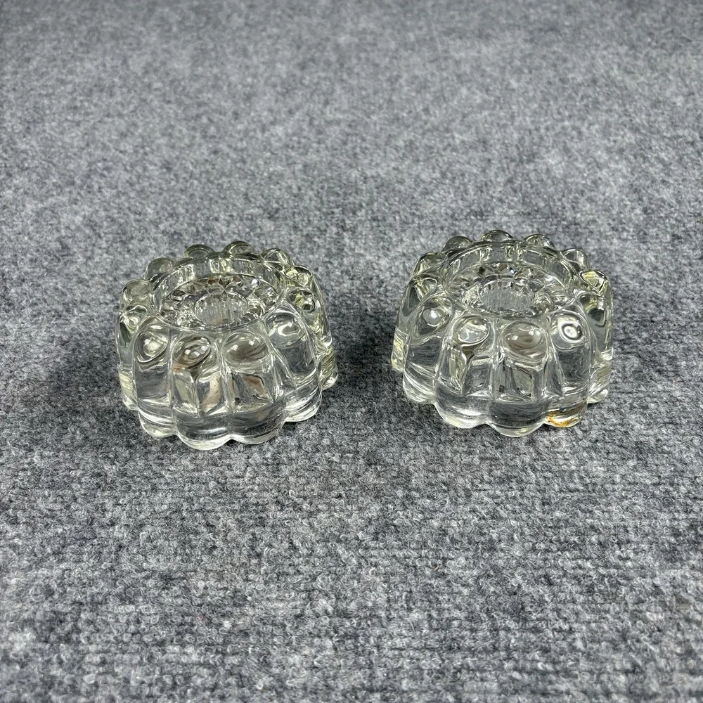 Vintage Princess House Pair of Reversible 3-Way Ribbed Crystal Candle Holders‎